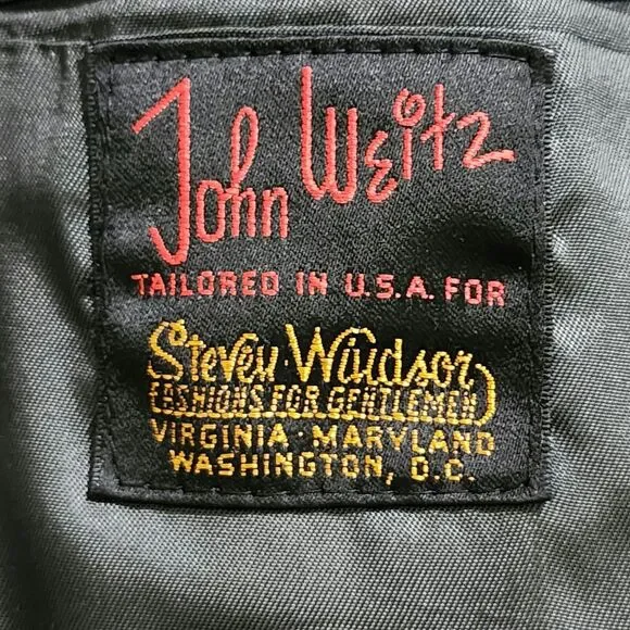 John Weitz Mens Wool Tweed Herringbone Blazer Grey Steven Windsor USA Size 42L